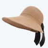 New Fashion Lady Summer Foldable Wide Brim Straw Hats Sun Visors for Women Bow Beach Hat UV Protection