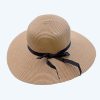 New Simple Foldable Wide Brim Floppy Girls Straw Hat Sun Hat Beach Women Summer Hat UV Protect Travel Cap Lady Cap Female